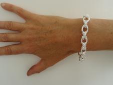 Sterling silver textured link bracelet 9,5mm