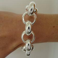 Sterling silver round rolo large link bracelet 22mm. Hollow link. 60 grams. Silver belcher bracel...