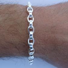 Sterling silver men's chain bracelet. Solid oval link.