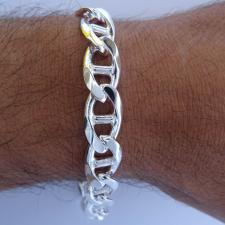 Men's sterling silver flat marina bracelet 12mm