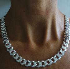 Sterling silver diamond cut curb necklace 12mm