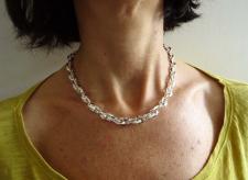 Argento collana donna maglia doppia.