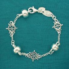 Bracciale argento MINI barilotti 10mm e timoni.