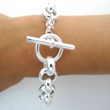 Bracciale chiusura a barretta e catena tonda in argento 925