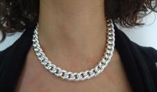 Sterling silver curb chain toggle necklace italy