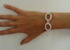 925 silver frosted link bracelet