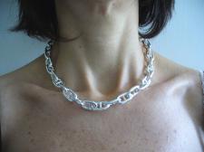 Sterling silver anchor chain necklace
