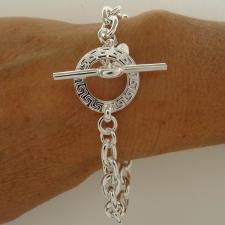 Greek key link bracelet in sterling silver