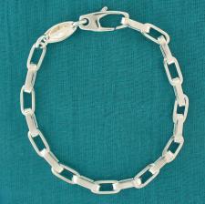 Sterling silver men's chain bracelet. Solid long oval link.