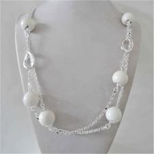 Sterling silver necklace white agate beads 