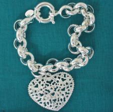 Sterling silver belcher bracelet with heart charm