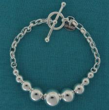 Sterling silver bead toggle bracelet 