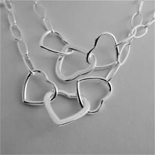 Long sterling silver necklace heart link chain 80 cm