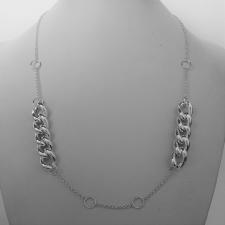 Sterling silver necklace, round link chain and double curb chain 45 cm.