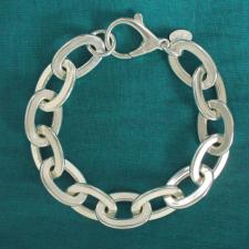 Sterling silver flat oval link bracelet 14mm. Hollow chain.