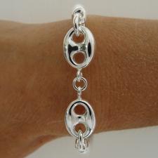 Bracciale in argento 925. Tubo con centrale doppia maglia marina 12mm.