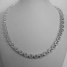 Sterling silver oval rolo link necklace 7,5mm. Hollow chain. Compact link. Oval belcher necklace.