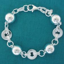 Bracciale artigianale in argento 925 sfere 14mm