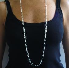 Long sterling silver necklace cm 100 round & oval link chain