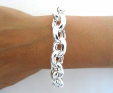 Sterling silver polished oval link toggle bracelet