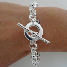 Bracciale argento maglia tonda chiusura tonda toggle