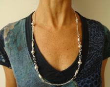 Long sterling silver necklace 70 cm