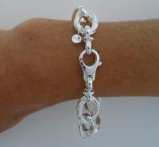 925 silver textured link bracelet.