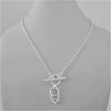 Solid sterling silver anchor chain necklace. Length 40cm. T-bar closure.