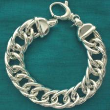 925 silver women's hollow curb bracelet 16mm.