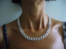 Sterling silver diamond cut curb necklace 12mm