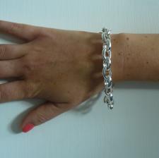 Sterling silver oval belcher bracelet. Silver oval rolo link bracelet