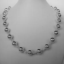 Sterling silver beaded chain necklace 10mm. Cm 45.