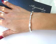 Bracciale sfere e ovali in argento 925