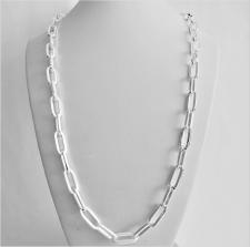 Sterling silver rectangular link necklace 7,2mm. Solid chain. Cm 60.