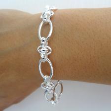 Solid 925 silver textured link bracelet 10mm