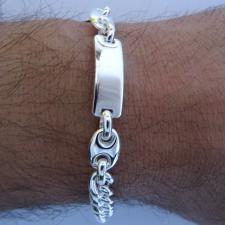 Bracciale uomo in argento 925, piastra e catena grumetta.