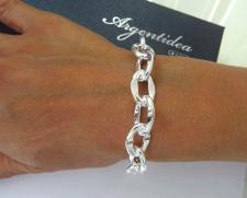 Solid 925 silver link bracelet made in italy