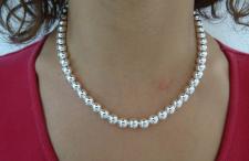 Silver bead necklace 8mm