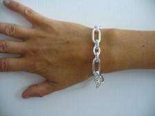 Bracciale argento maglie alternate