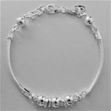 Sterling silver snake bracelet. Beads 6mm. 