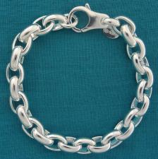 Solid sterling silver oval rolo link bracelet 8,5mm. Oval belcher bracelet. 