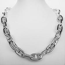 Sterling silver women's anchor chain link necklace