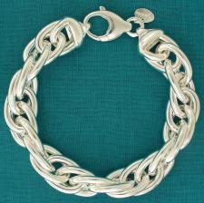 Bracciale artigianale in argento 925 maglia ovale doppia. Larghezza 13,5mm.