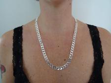 Sterling silver solid diamond cut curb necklace 8mm