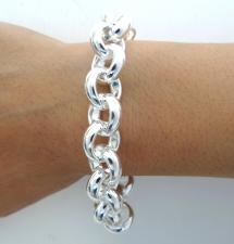Bracciale in argento 925 massiccio rolo' tondo 14mm 