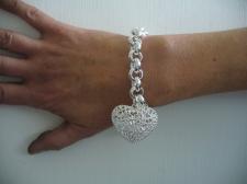 Sterling silver belcher bracelet with heart charm