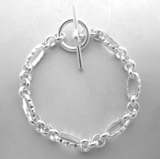 Bracciale rolo' figaro con texture in argento 925