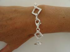 Sterling silver square link bracelet made in Italy