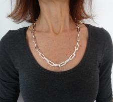 Rectangular link necklace in sterling silver