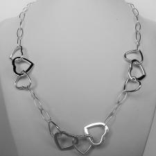 Sterling silver necklace, heart link chain 45 cm.